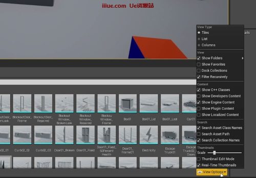 虚幻引擎的50个提高效率的技巧-快速开发提示 #30 UE- 内容浏览器图标大小
