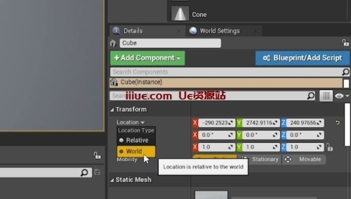 虚幻引擎的50个提高效率的技巧-快速开发技巧 #44 UE4 / UE5 – 相对和世界变换