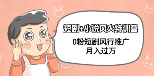 短剧+小说风火特训营，0粉短剧风行***广，月入过万（102节课）