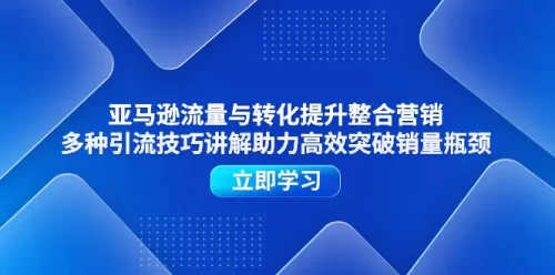 亚马逊流量与转化提升整合营销，多种***技巧讲解助力高效突破销量瓶颈
