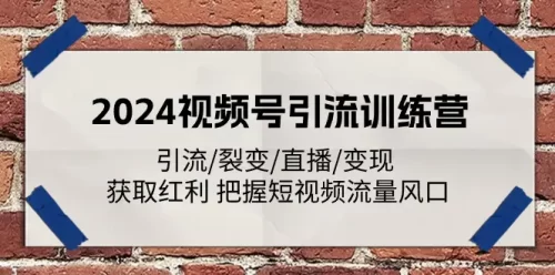 2024视频号***训练营：***/裂变/直播/变现 获取红利 把握短视频流量风口