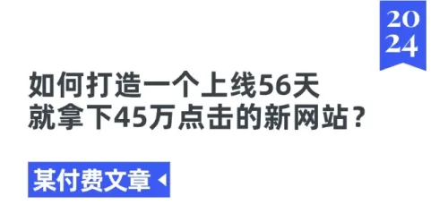 某付费文章《如何打造一个上线56天就拿下45万点击的新网站？》